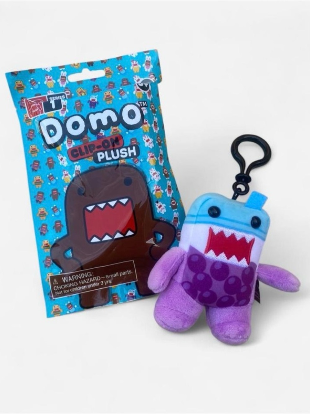 Domo Boba Purple & Blue Bag Charm Clip Keychain- New with Bag